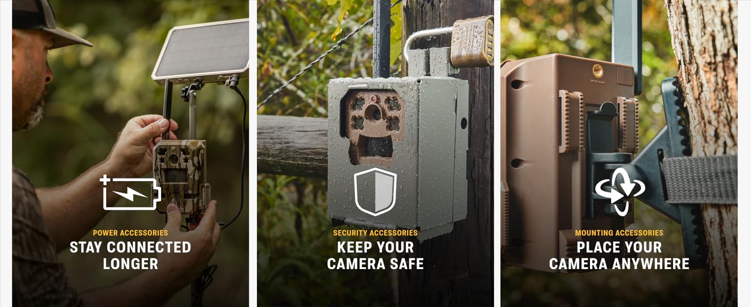 Moultrie trail camera with power accessory for extended field use.
