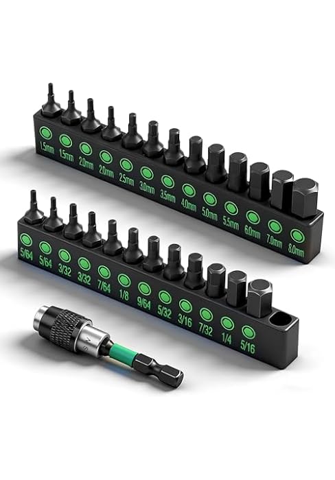 SWANLAKE 26-Piece Hex Head Allen Wrench Drill Bit Set, 1/4Hex Shank Quick Change Bit Holder, Metr...