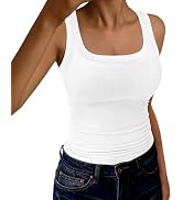 GKBK Womens Tank Tops Scoop Neck Sleeveless Ribbed Tank Summer Basic Thick Strap Slim Fitted Race...