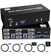 8K@60Hz Displayport KVM Switch 3 Monitors 2 Computers, 4K@144Hz KVM Switch DP 1.4 with 3 USB 3.0 ...