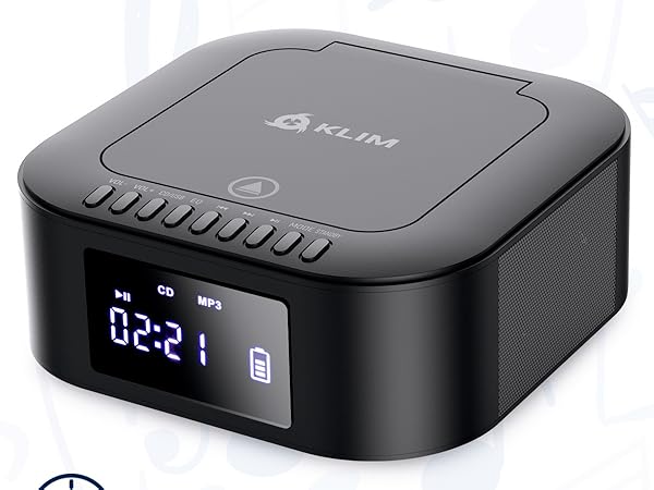 Boombox E1 with CD case - CD Player Portable Audio System + Extra BASS with Subwoofer + FM Radio