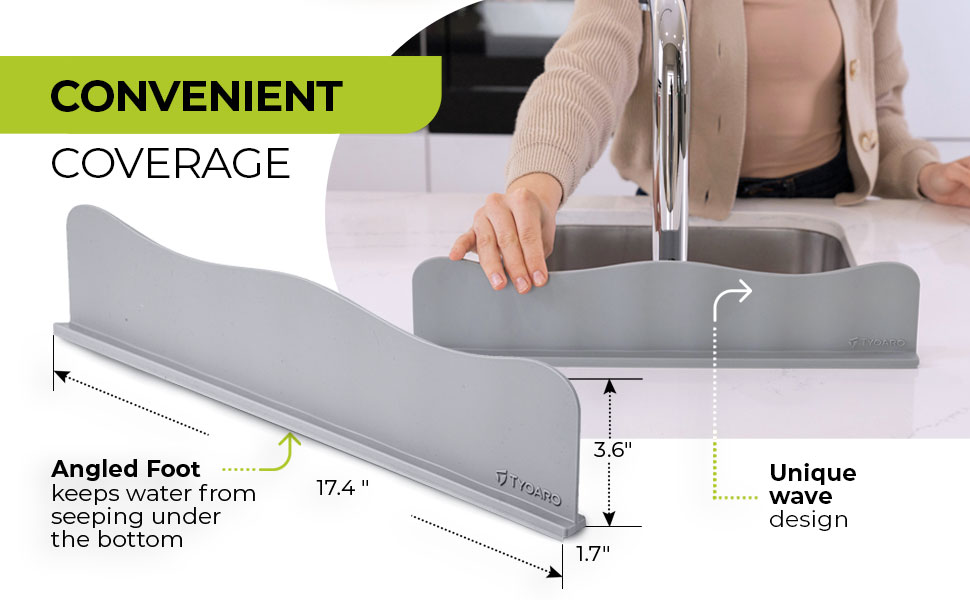 5 Integrated suction cups, Angled foot keeps water from seeping under bottom, Ergonomic wave design