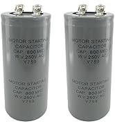 CD60 Capacitors 800uF/MFD 250VAC (2-Pack) for Air Conditioning Units, Compressors, Pumps, HVAC Sy...