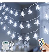 HEYFUNi Star String Lights USB &amp; Battery Operated, 16ft 50 LED Fairy Lights with Remote, 8 Modes ...