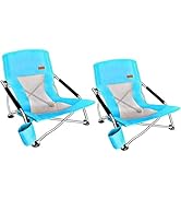 Nice C Low Beach Chair, Beach Chairs for Adults 2 Pack, Sling, Folding, Portable, Concert, Kids, ...