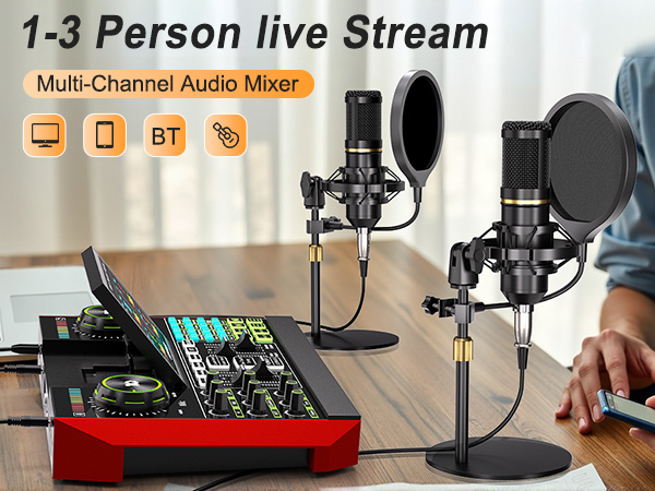 mic mixer streaming mixer podcast soundboard sound board for streaming