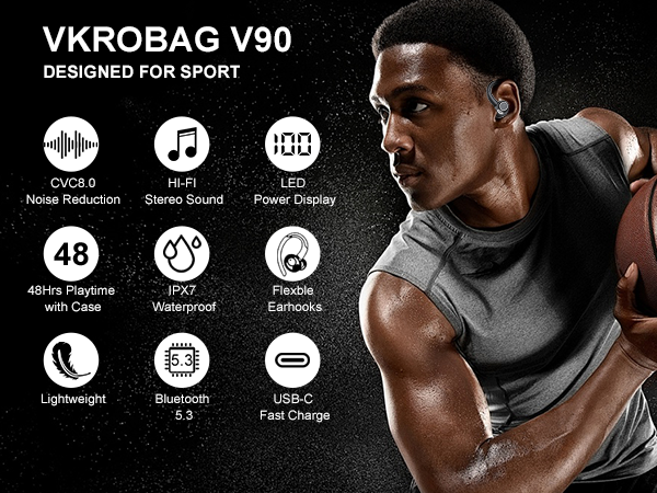 Wireless Earbuds Bluetooth 5.3 Headphones Sports