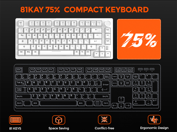 75% wired gaming mechanical keyboard