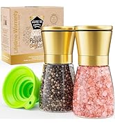 HOME EC Premium Stainless Steel Sea Salt and Pepper Grinder Set of 2 - Adjustable Ceramic, Glass ...