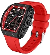 findtime Designer Watches for Men Unique Rectangle Dial White Wristwatch with Digital Analog Dual...