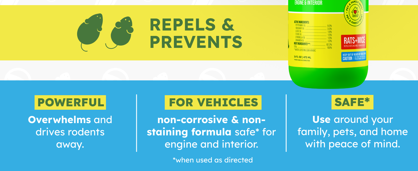 Car rodent repellent under hood prevents chewing damage to wires