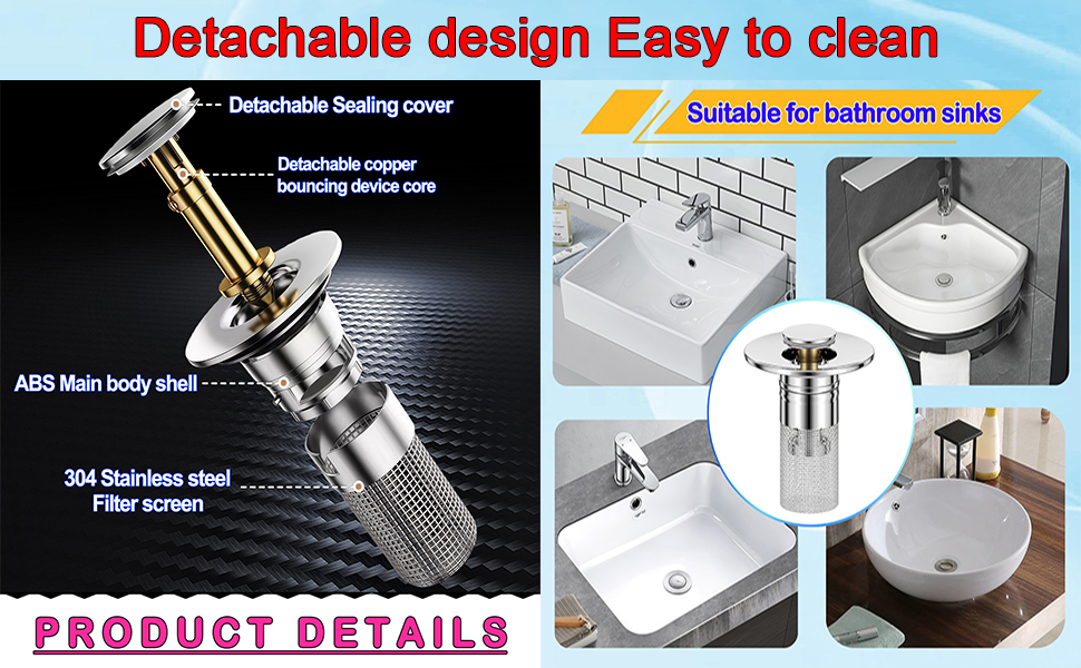 sink plug drains bathroom sink universal pop up sink drain filter