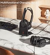 LEVN Wireless Headset, Wireless Headset with Mic for Work, AI Noise Cancelling, 65 Hrs Working Ti...