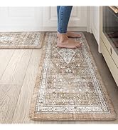 Collive Boho Kitchen Mats for Floor 2 Piece, Cushioned Anti Fatigue Mat Comfort Soft Standing Des...