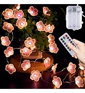 Battery Operated String Lights Indoor, 16.5FT 50 LED Cherry Blossom Bedroom Lights, Warm White Fl...
