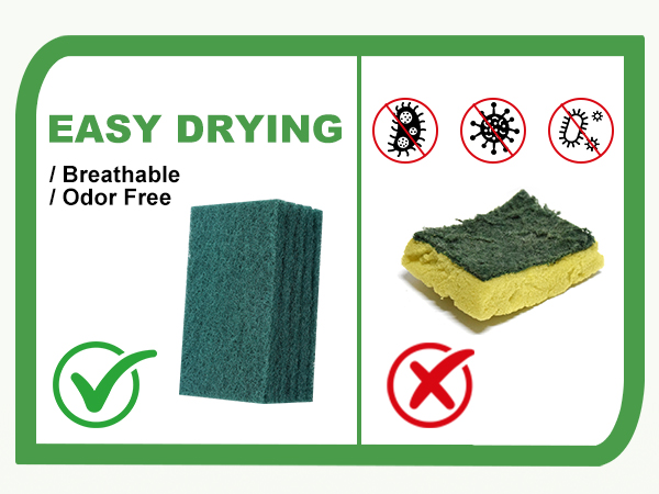 EASY DRYING SCOURING PADS Breathable and Odor Free