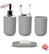 4 Piece Bathroom Accessories Set, Plastic Bathroom Toothbrush Holder Set, Bathroom Accessory Set,...