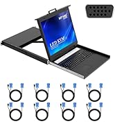 MT-VIKI KVM Rack Console w/19'' LCD Monitor, 8 Port VGA KVM Switch with Keyboard Touchpad Monitor...