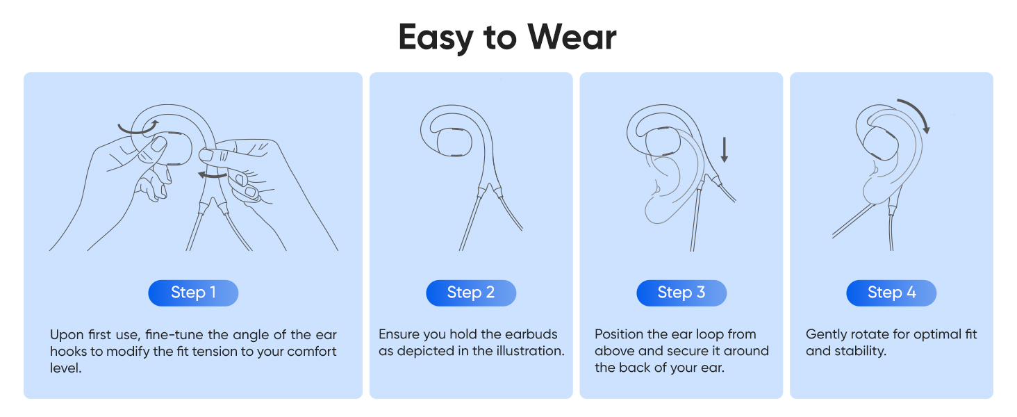 how to wear middle rabbit s6 wired open-ear earbuds