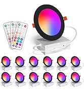 Recessed Lighting 4 Inch RGBCW Color Changing 12W LED Downlights with Junction Box,1080Lumens Can...