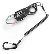 FLISSA 5" Mini Fish Gripper, 22 Pound Fish Lip Grip Tool with Carabiner and Spring Anti-Lost Rope...