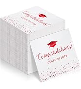 100Pcs Class of 2026 Graduation Napkins, Disposable Congratulation Grad Paper Cocktail Napkins Sq...