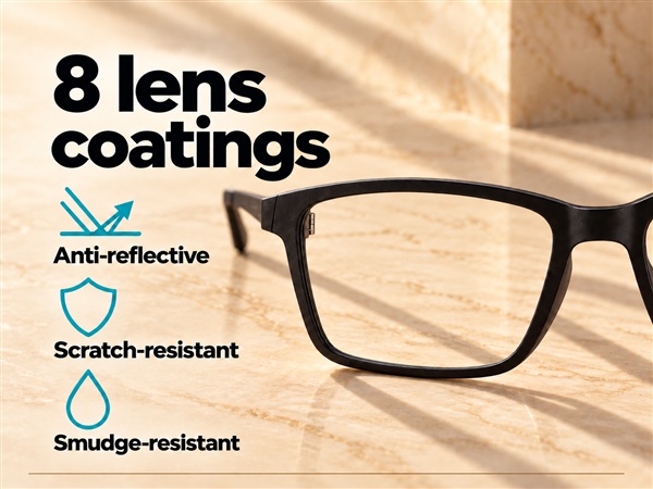 ZENOX lens detail and three lens coating benefits.