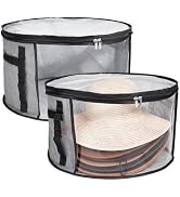 PH PandaHall 2 Pack Large Hat Storage Box 16.5" D x 9.4" H Cowboy Hat Boxes Soft Cloth Gray Folda...