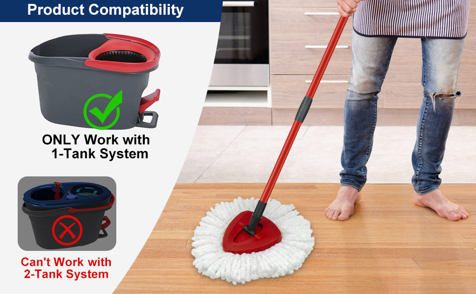 Mop Replace Heads,Mop Base and Mop Handle Replacements For O Cedar EasyWring 1 Tank System