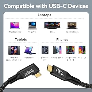 CHENLENIC USB4 Cable USB C cable with thunderbolt cable 3 4 90Degree usb c type c m2 m3 40g ssd 240w