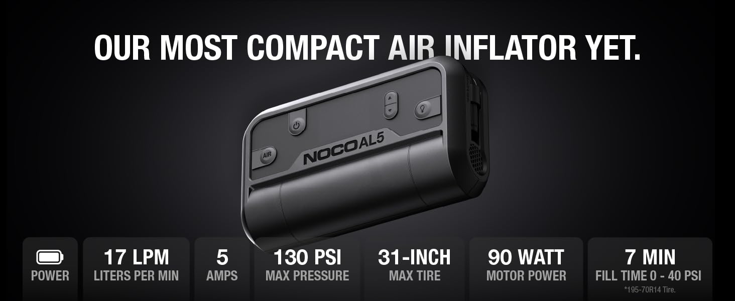 compact cordless tire inflator air compressor rated at 130 psi 17 lpm tires up to 31 inches