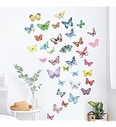 AOWDIAO Watercolor Butterfly Peel and Stick Wall Decals for Girls Bedroom Nursery Room Decor