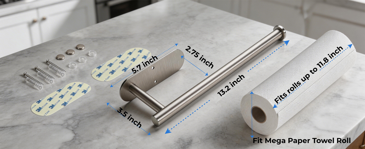 adhesive paper towel holder under cabinet