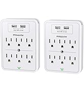 Multi Plug Outlet, Surge Protector, POWSAV USB Wall Charger with 2 USB Ports, 6-Outlet Extender a...