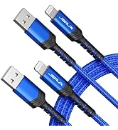 JSAUX iPhone Charger Cable [2-Pack 6ft], MFi Certified Lightning Cable iPhone Fast Charging Charg...