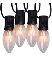 C9 Clear Christmas String Light Set, 25 Feet Vintage Christmas Tree Lights, Outdoor Roofline Stri...