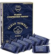 FCAEON Disposable Towel Tablet 12"X9" 20 PCS Individule Wrapped Compressed Coin Towelettes Cleani...