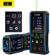 Green Laser Distance Meter – Digital Laser Measure with Angle Sensor, 4-Way Rotating Backlit LCD,...