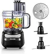 FOHERE Food Processor, 12 Cup, 2-in-1 Feed Chute Vegetable Chopper &amp; Meat Grinder for Mincing, Di...