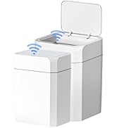ELPHECO Bathroom Trash Can with Lid 2 Pack Motion Sensor Slim Garbage Can Waterproof Smart Small ...