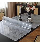 OstepDecor Geometric Table Protector 36 x 60 Inch 1.5mm Thick Plastic Table Cover Frosted Table P...