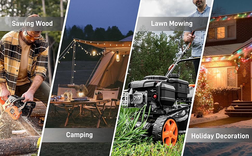 Sawing Wood, Camping, Lawn Mowing, Holiday Decoration