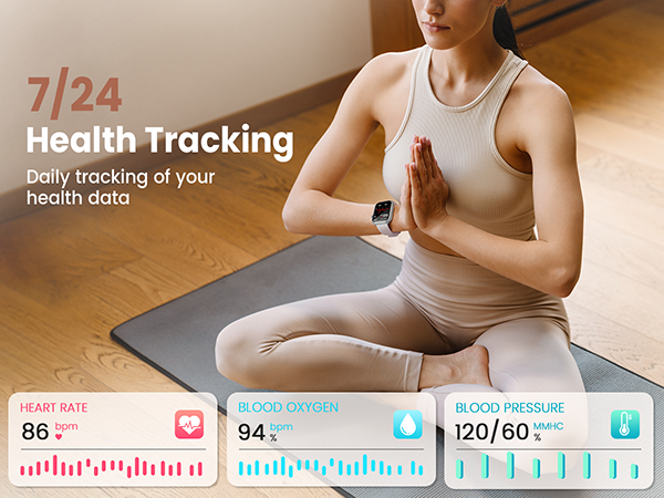 Health Monitor Smart Watch with Heart Rate Monitor/ Blood Pressure Monitor/ Blood Oxygen Measurement