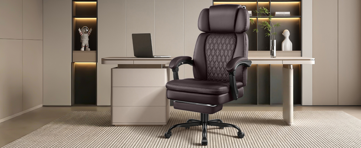 Executive Big and Tall Office Chair with Foot Rest Computer Office Chair with Adjustable Headrest