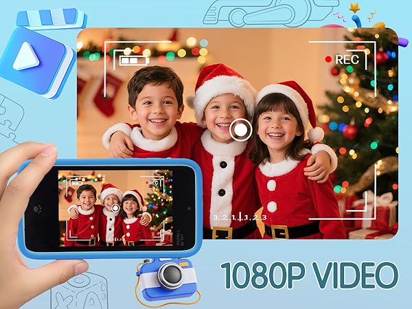 Dual cameras (front + rear) with fun stickers and cute photo frames