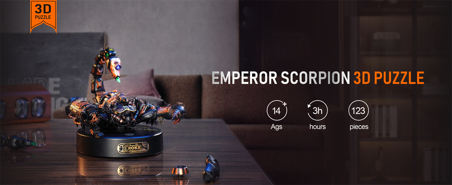 ROKR 3D puzzle metal insect model building kits electric scorpion toys mechanical craft