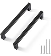 Goldenwarm 10 Pack 5 Inch Solid Cabinet Handles Black Drawer Pulls Kitchen Cabinet Handles Square...