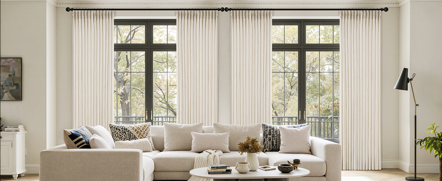 pleated curtains 4 panels