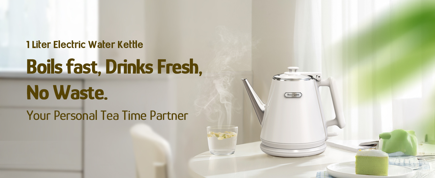 Hazel Quinn 1L Pearl White Small Electric Kettle