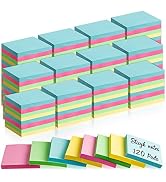 120 Pads Sticky Notes Bulk 1.5 x 2 Inch Mini Self Stick Note Small Assorted Bright Colors Paper M...